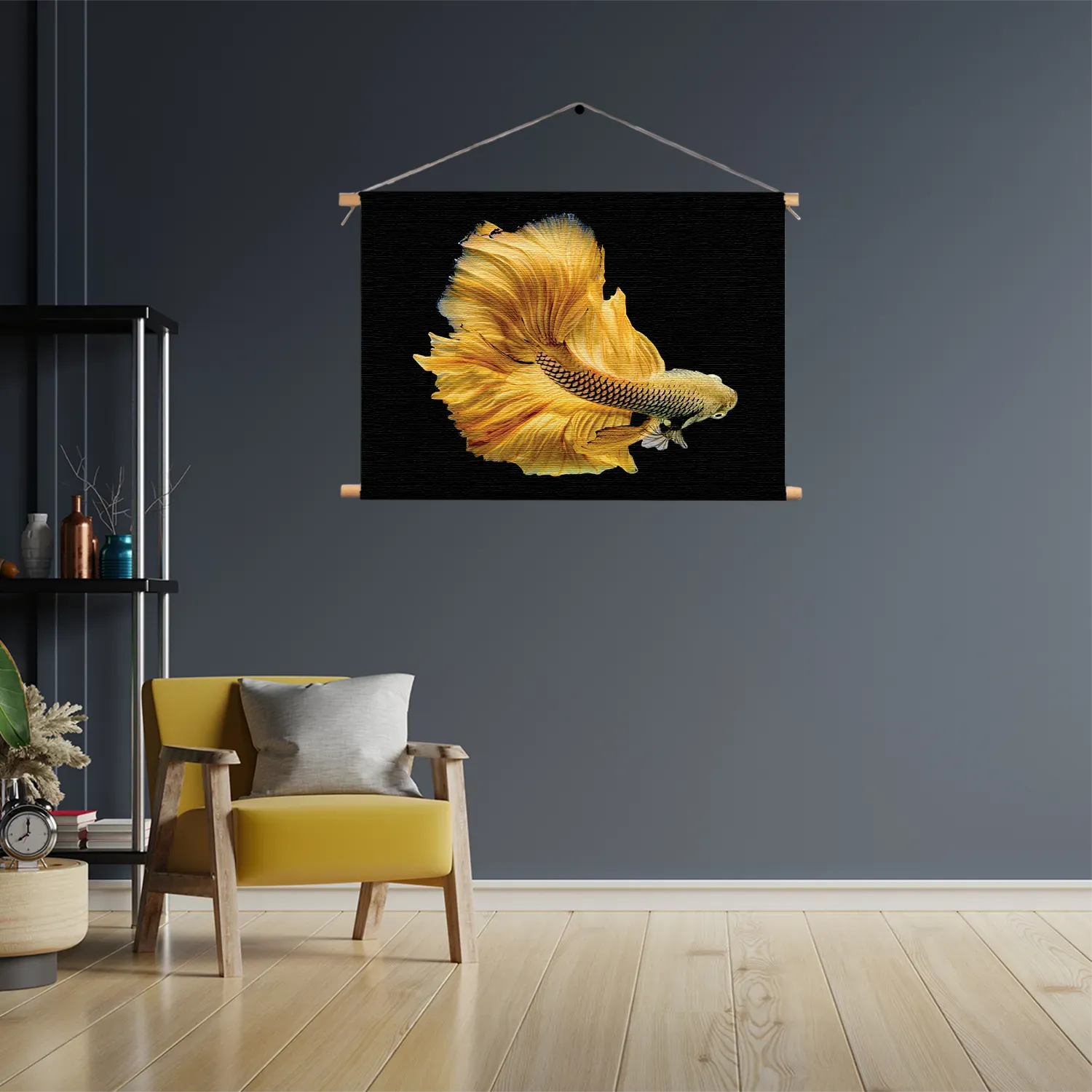 Textielposter Gele Betta Siamese Vis Rechthoek Horizontaal Template TP 50 70 Horizontaal Dieren 47 3