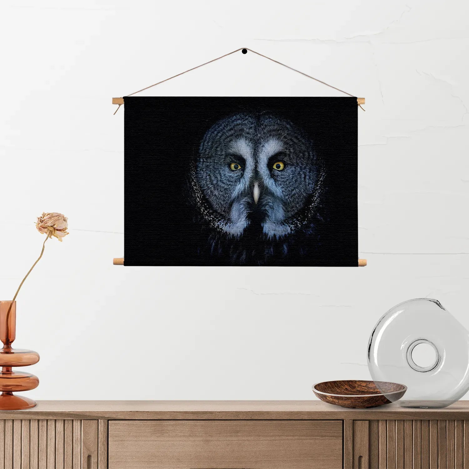 Textielposter Uil Hoofd Close Up Rechthoek Horizontaal Template TP 50 70 Horizontaal Dieren 49 2