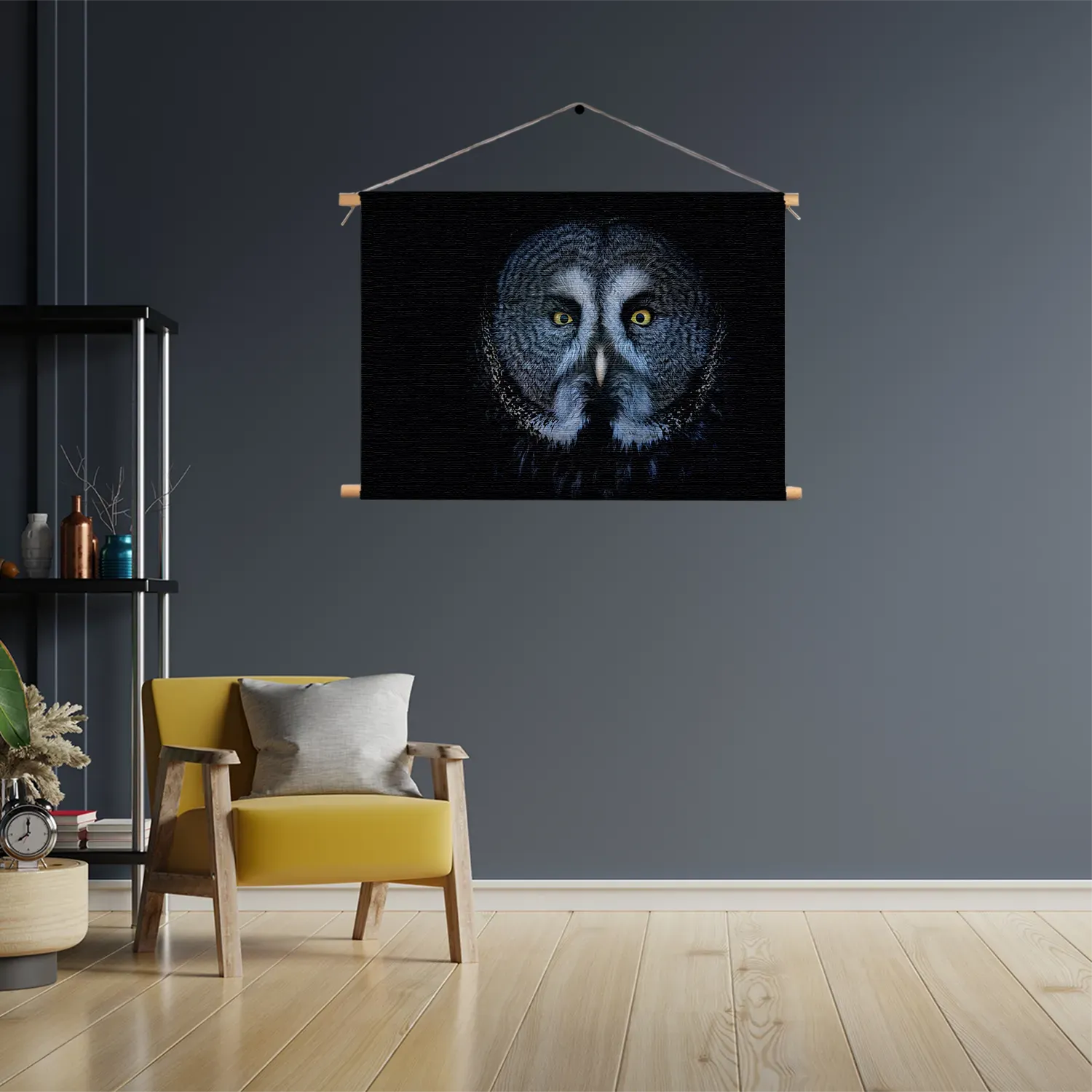 Textielposter Uil Hoofd Close Up Rechthoek Horizontaal Template TP 50 70 Horizontaal Dieren 49 3