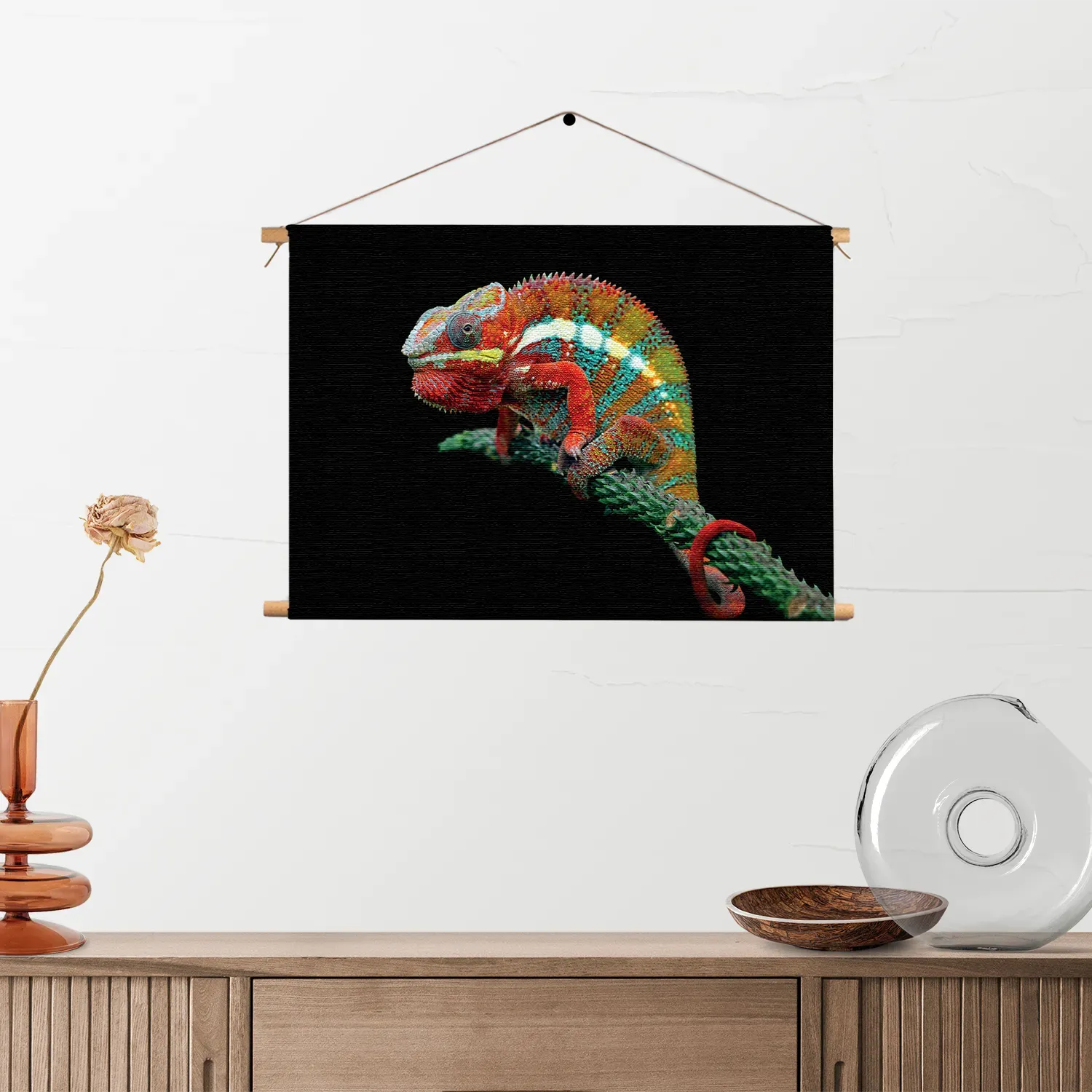 Textielposter De Kameleon Zittend Op Plant Rechthoek Horizontaal Template TP 50 70 Horizontaal Dieren 50 2