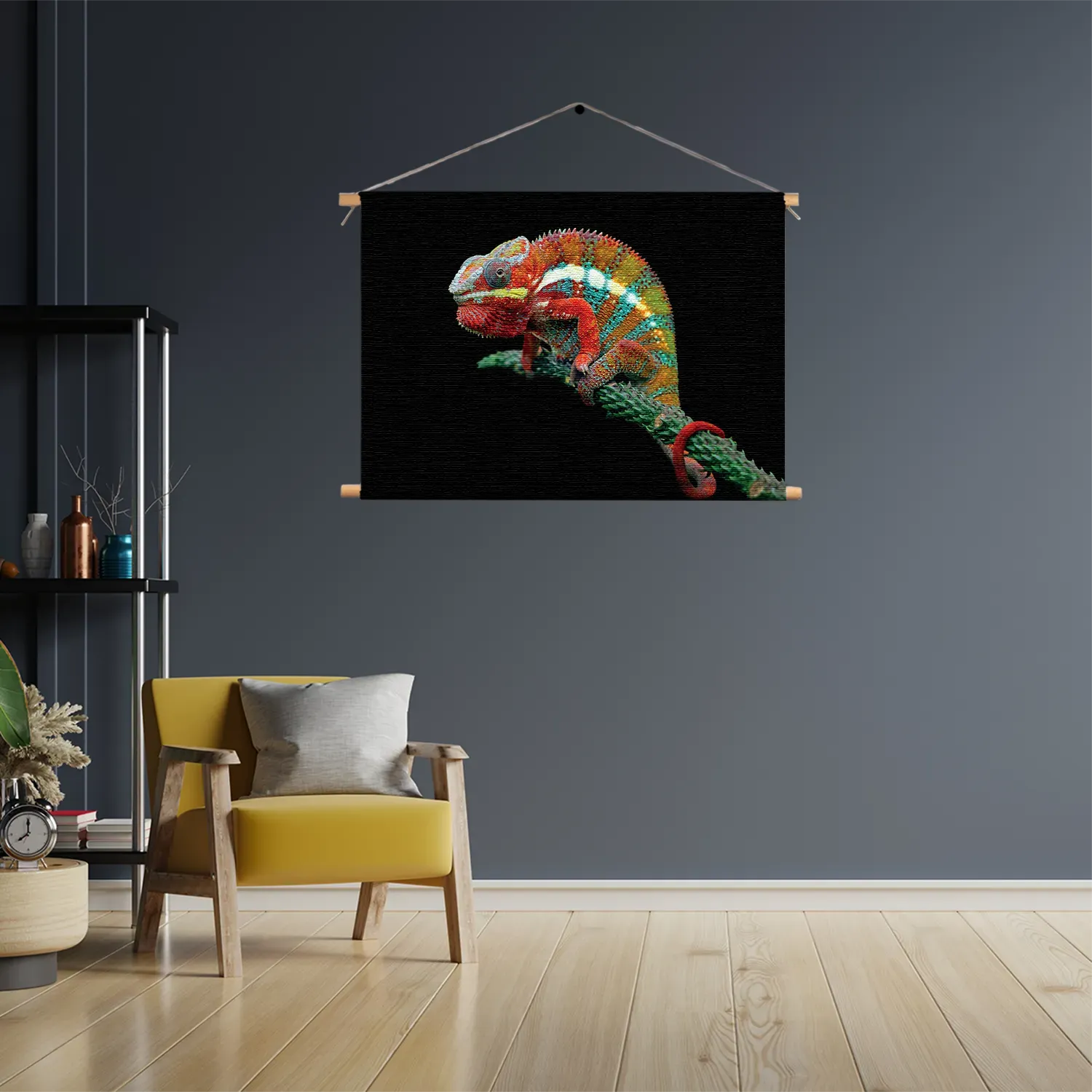 Textielposter De Kameleon Zittend Op Plant Rechthoek Horizontaal Template TP 50 70 Horizontaal Dieren 50 3