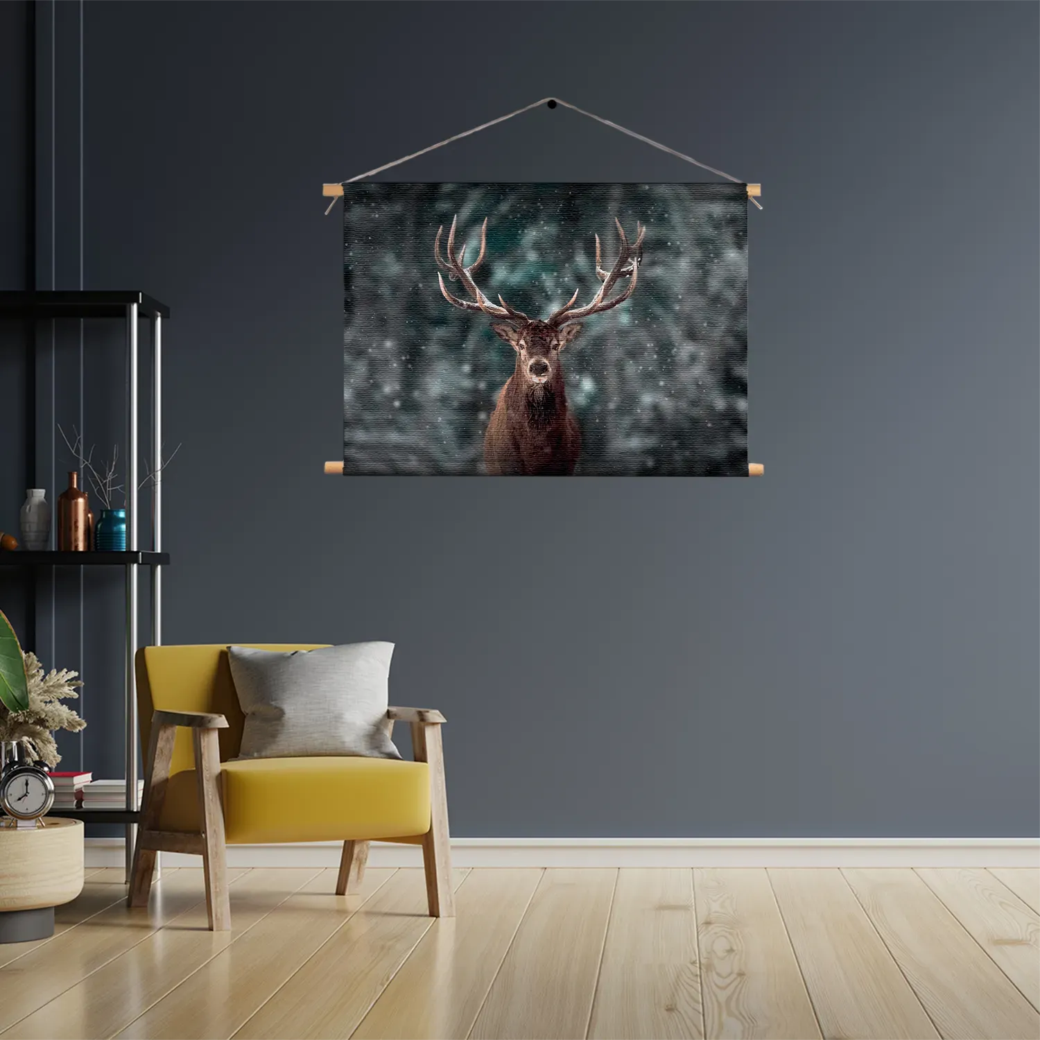 Textielposter Edelhert In De Sneeuw Rechthoek Horizontaal Template TP 50 70 Horizontaal Dieren 52 3