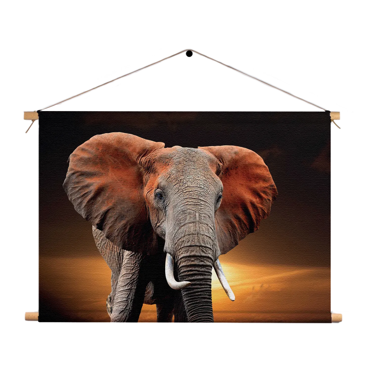 Textielposter Olifant met Zonsondergang Rechthoek Horizontaal Template TP 50 70 Horizontaal Dieren 53 1
