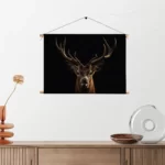 Textielposter Edelhert Met Zwarte Achtergrond Rechthoek Horizontaal Template TP 50 70 Horizontaal Dieren 54 2