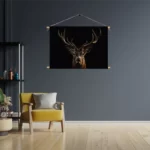 Textielposter Edelhert Met Zwarte Achtergrond Rechthoek Horizontaal Template TP 50 70 Horizontaal Dieren 54 3