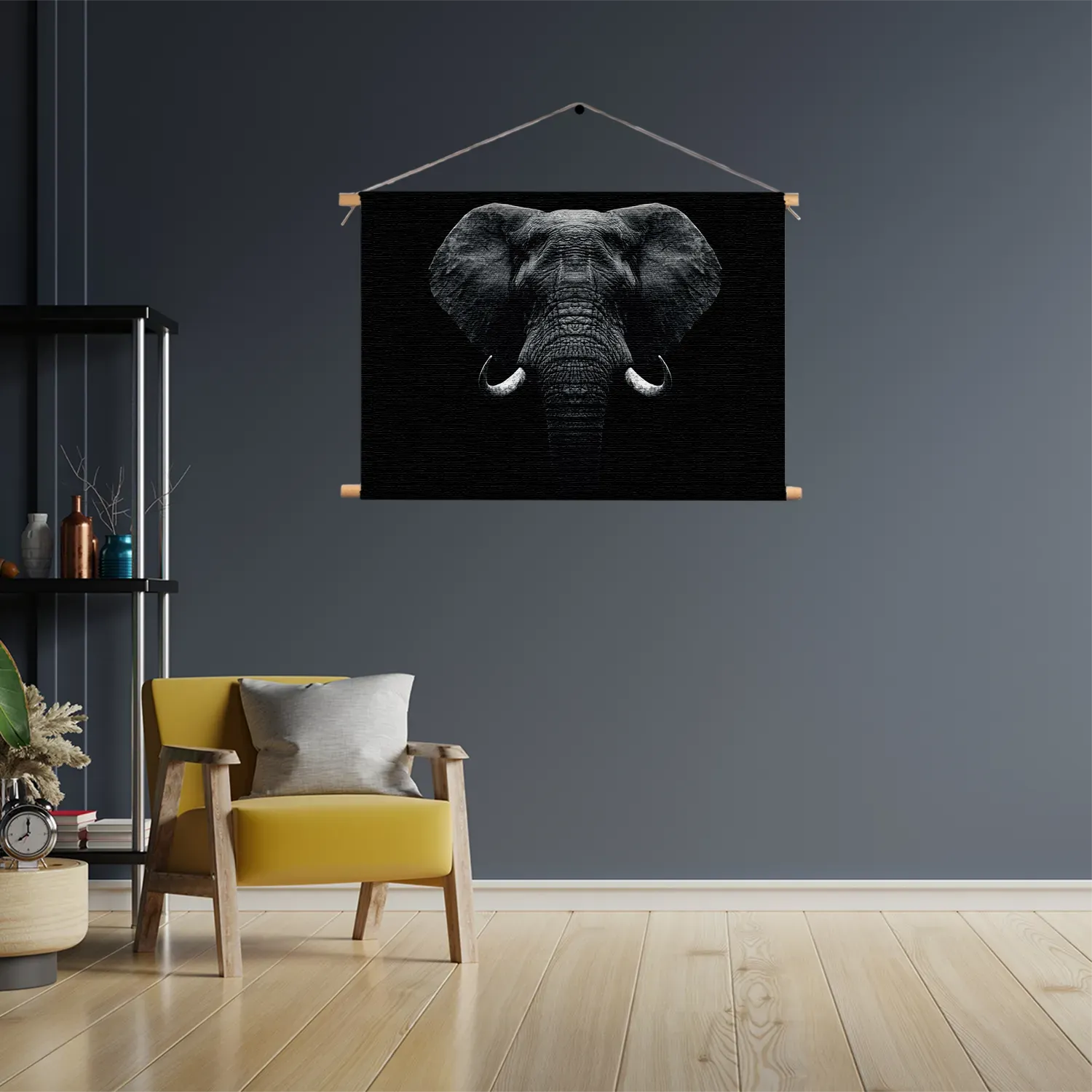 Textielposter Olifant Zwart Wit Rechthoek Horizontaal Template TP 50 70 Horizontaal Dieren 56 3