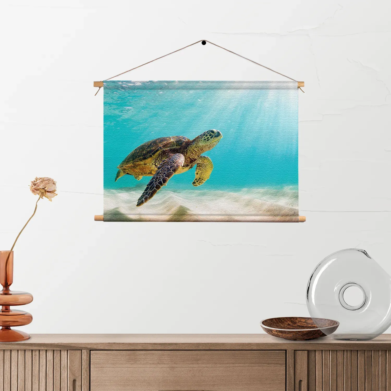 Textielposter Zeeschildpad In Helderblauw Water 04 Rechthoek Horizontaal Template TP 50 70 Horizontaal Dieren 58 2