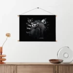 Textielposter Ringstaartmaki's Met Zwarte Achtergrond Rechthoek Horizontaal Template TP 50 70 Horizontaal Dieren 59 2