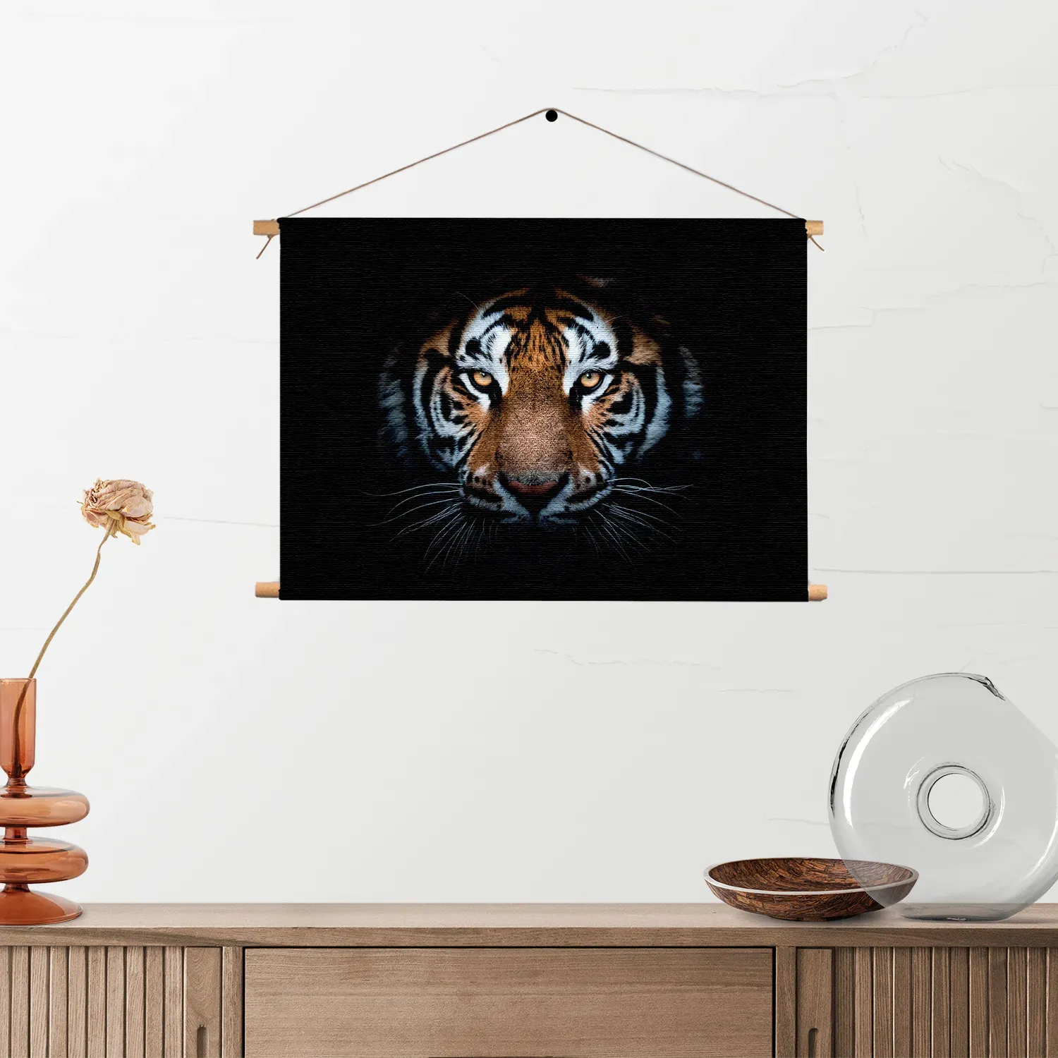 Textielposter De Gevaarlijke Tijger Rechthoek Horizontaal Template TP 50 70 Horizontaal Dieren 62 2