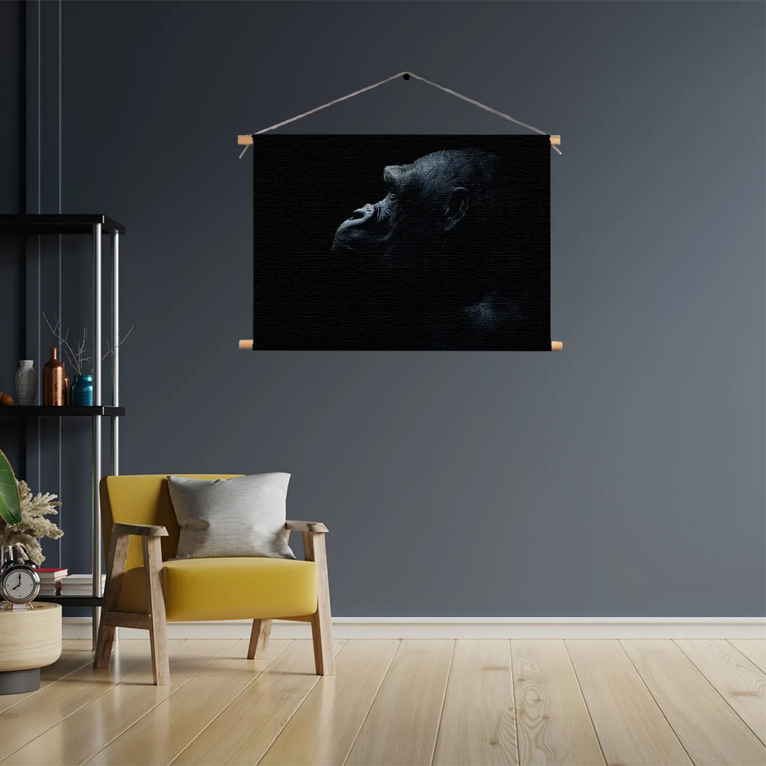 Textielposter De Aap Zwart Wit Rechthoek Horizontaal Template TP 50 70 Horizontaal Dieren 65 3