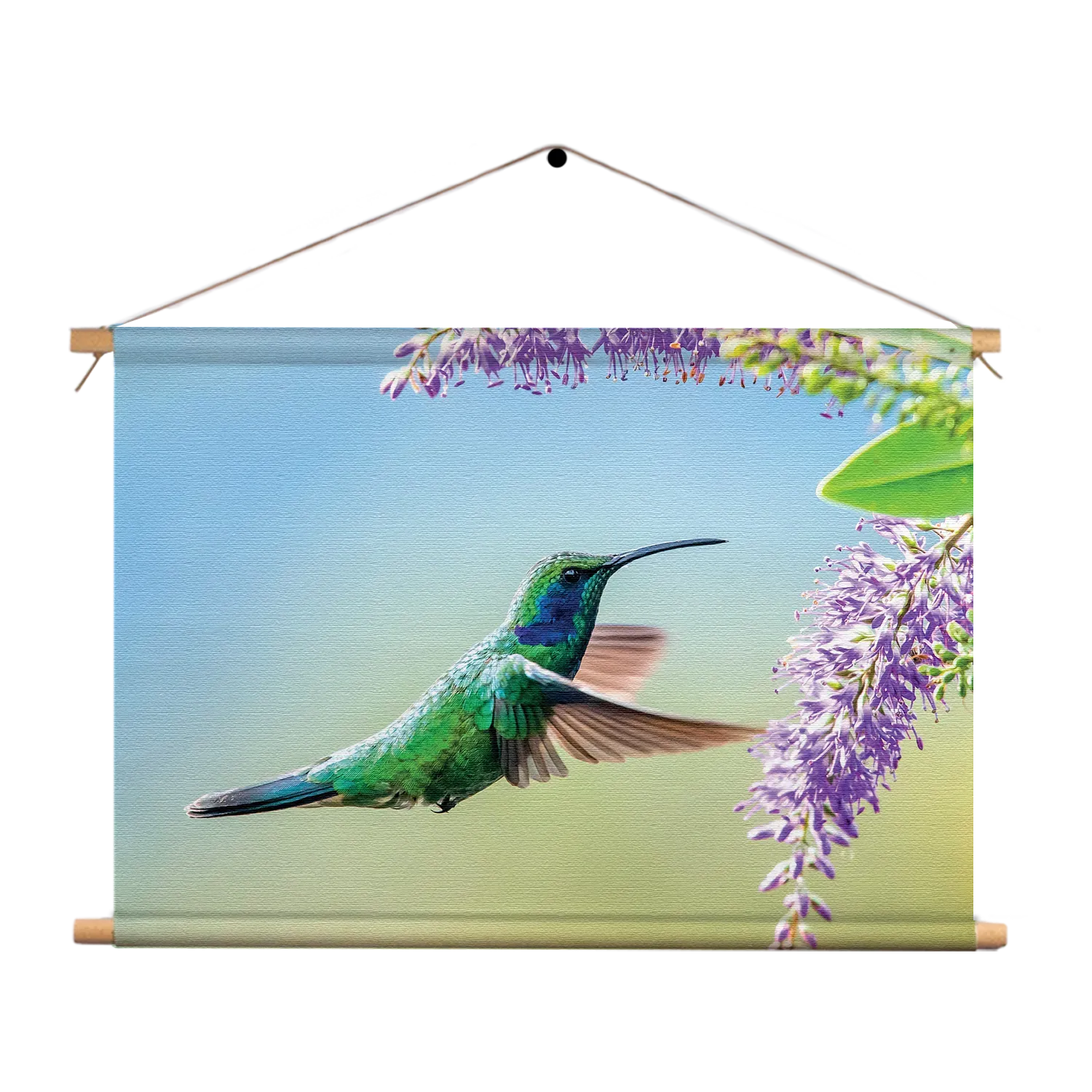 Textielposter Colibri Onderweg Naar Lavendel Rechthoek Horizontaal Template TP 50 70 Horizontaal Dieren 66 1