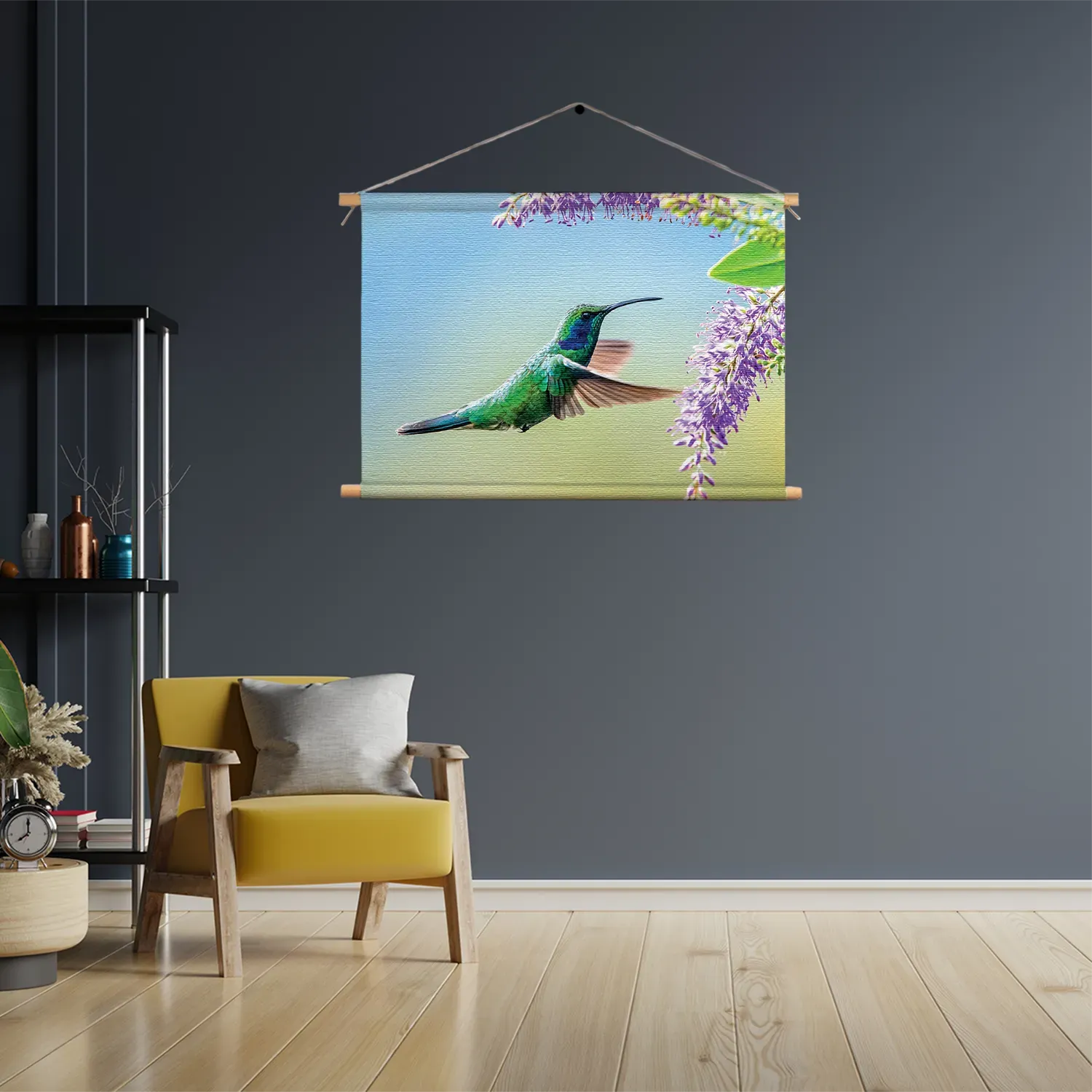 Textielposter Colibri Onderweg Naar Lavendel Rechthoek Horizontaal Template TP 50 70 Horizontaal Dieren 66 3