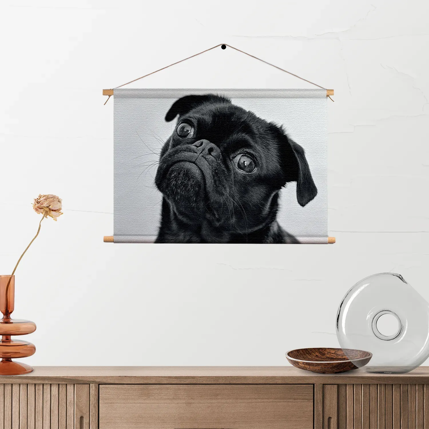 Textielposter Mopshond Zwart Rechthoek Horizontaal Template TP 50 70 Horizontaal Dieren 7 2