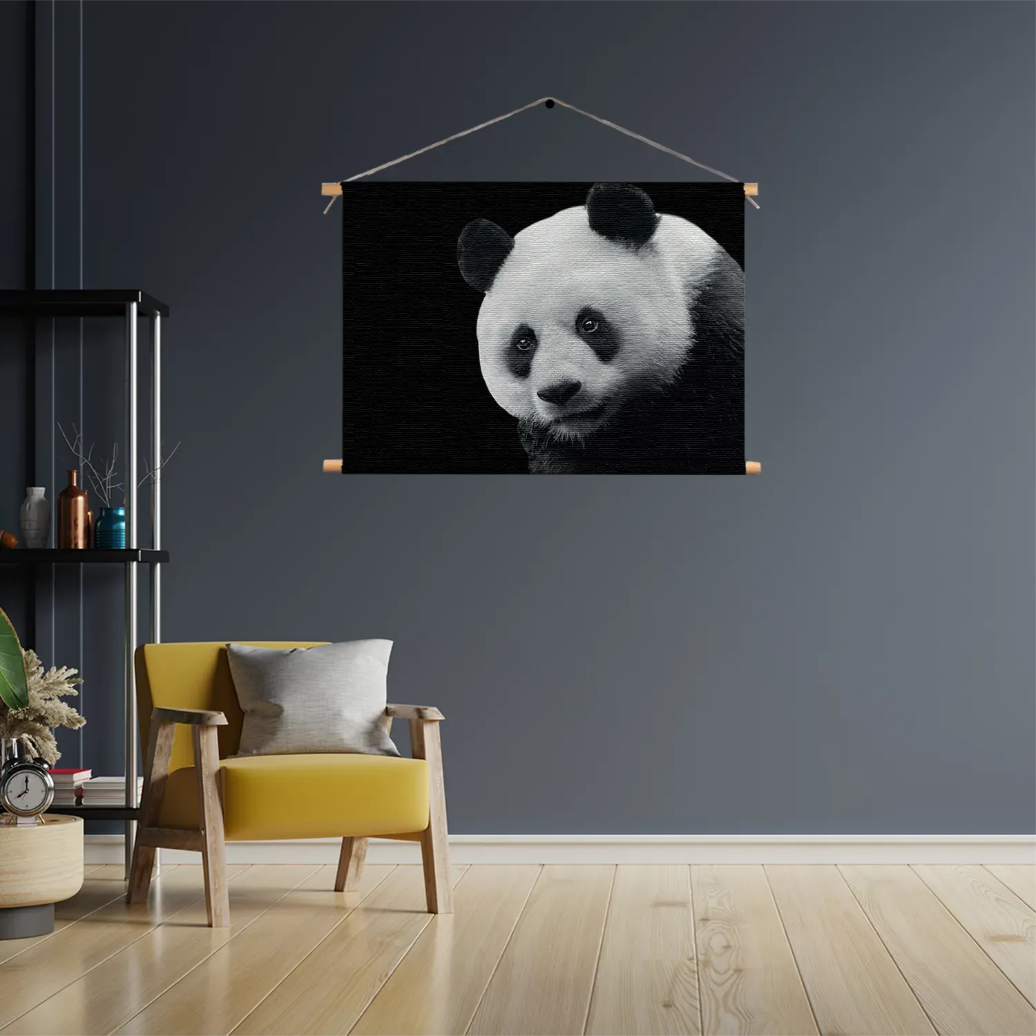 Textielposter Pandabeer Zwart Wit 02 Rechthoek Horizontaal Template TP 50 70 Horizontaal Dieren 74 3