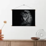 Textielposter De Zwart Witte Leeuw Rechthoek Horizontaal Template TP 50 70 Horizontaal Dieren 75 2
