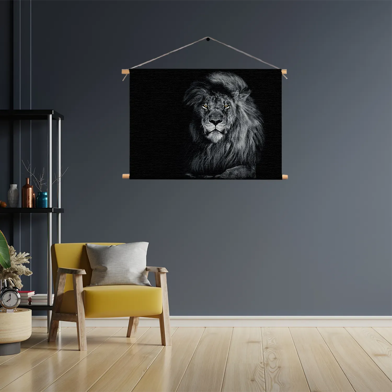 Textielposter De Zwart Witte Leeuw Rechthoek Horizontaal Template TP 50 70 Horizontaal Dieren 75 3