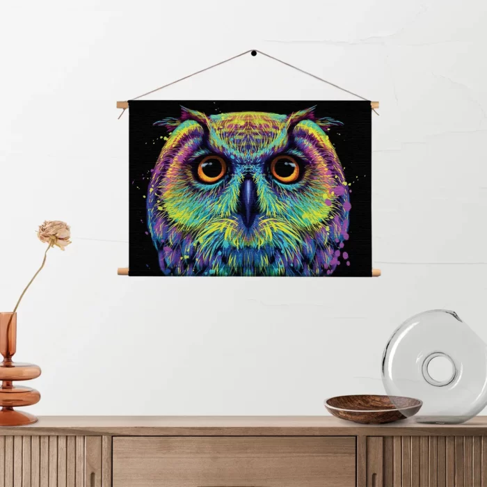 Textielposter Colored Owl 01 Rechthoek Horizontaal Template TP 50 70 Horizontaal Dieren 82 2