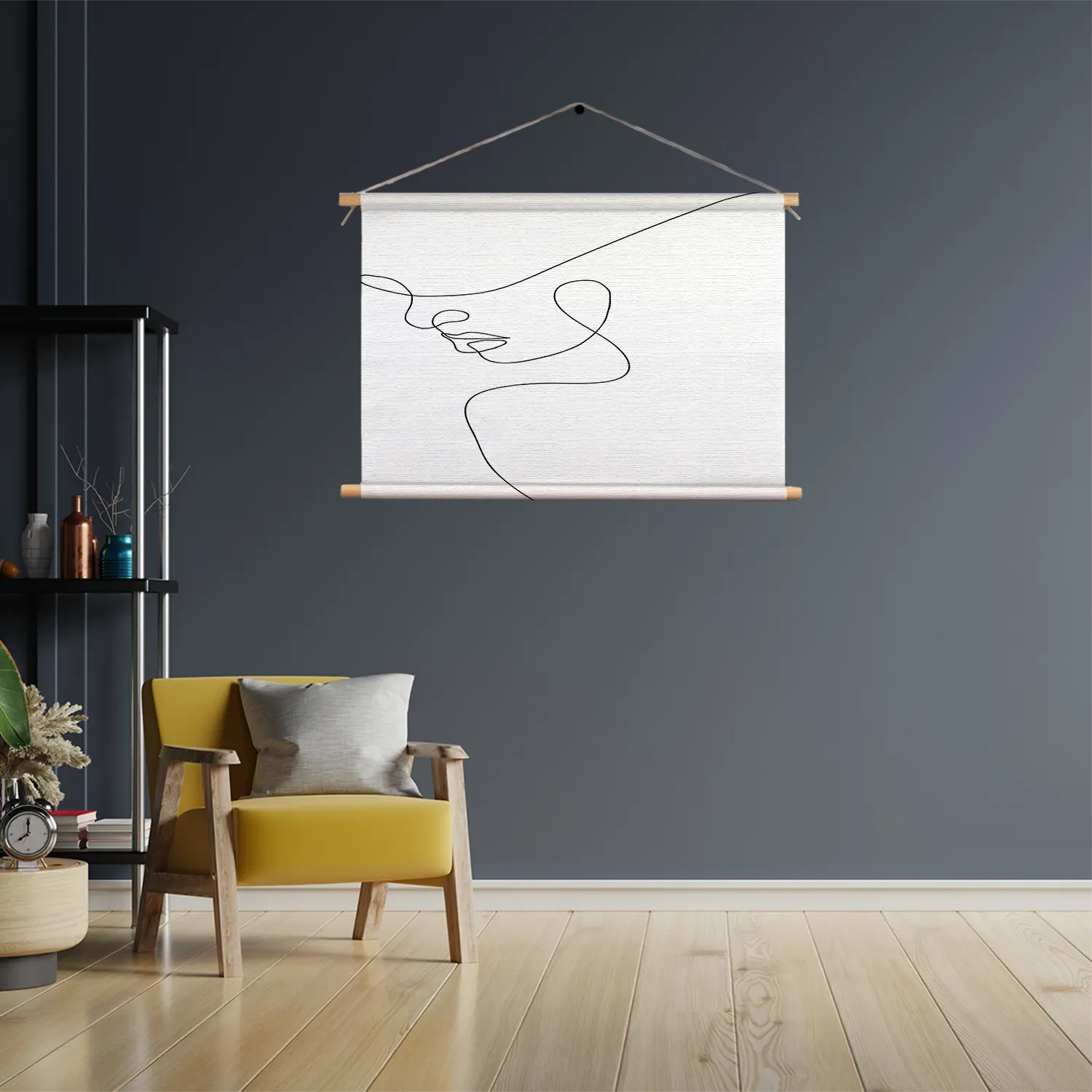 Textielposter De Golvende Dunne Kaaklijn Rechthoek Horizontaal Template TP 50 70 Horizontaal Lifestyle 9 3