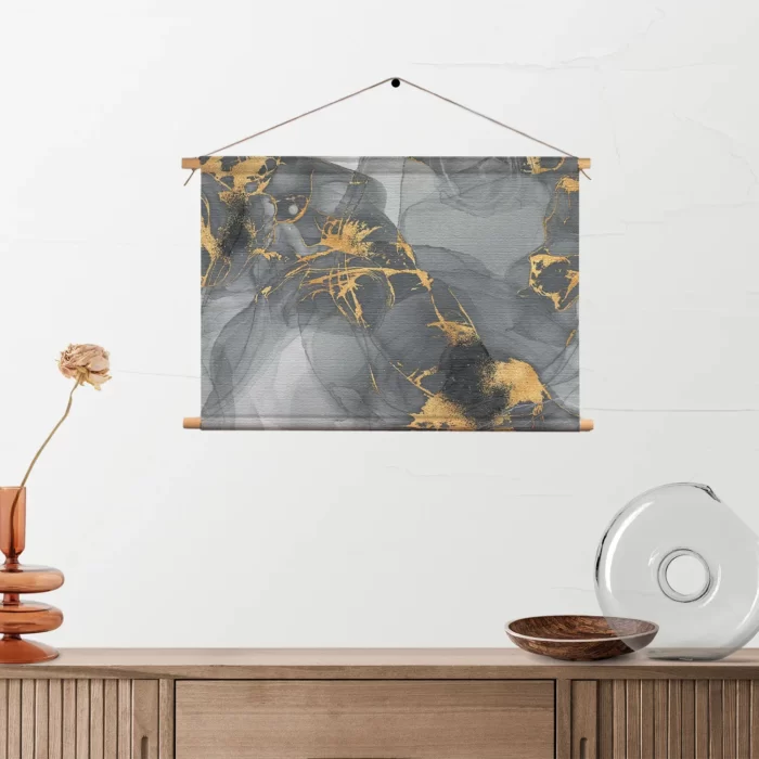 Textielposter Abstract Marmer Look Grijs met Goud 05 Rechthoek Horizontaal Template TP 50 70 Horizontaal Marmer 14 2