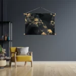 Textielposter Abstract Marmer Look Zwart met Goud 04 Rechthoek Horizontaal Template TP 50 70 Horizontaal Marmer 15 3