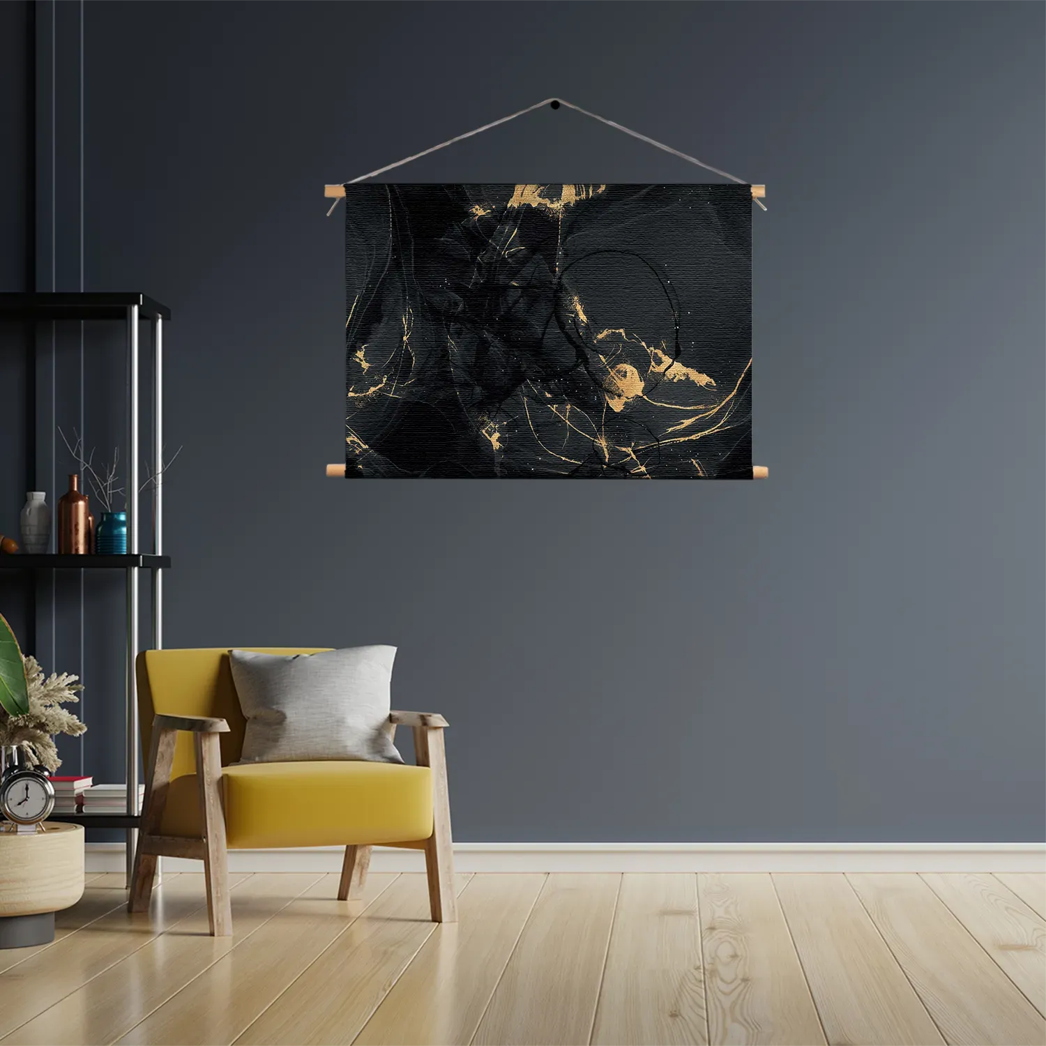 Textielposter Abstract Marmer Look Zwart met Goud 05 Rechthoek Horizontaal Template TP 50 70 Horizontaal Marmer 16 3