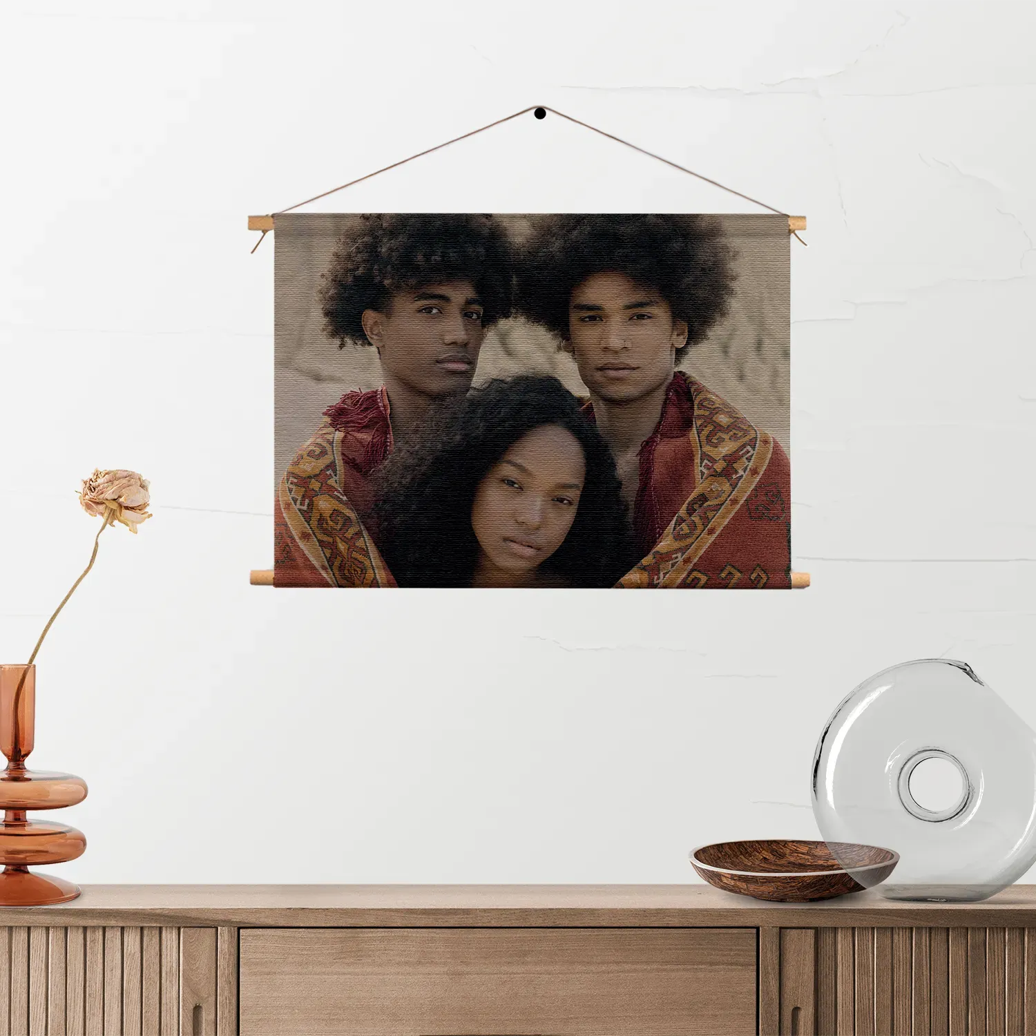 Textielposter Afro's in de Woestijn met Persisch tapijt Rechthoek Horizontaal Template TP 50 70 Horizontaal Mensen 10 2