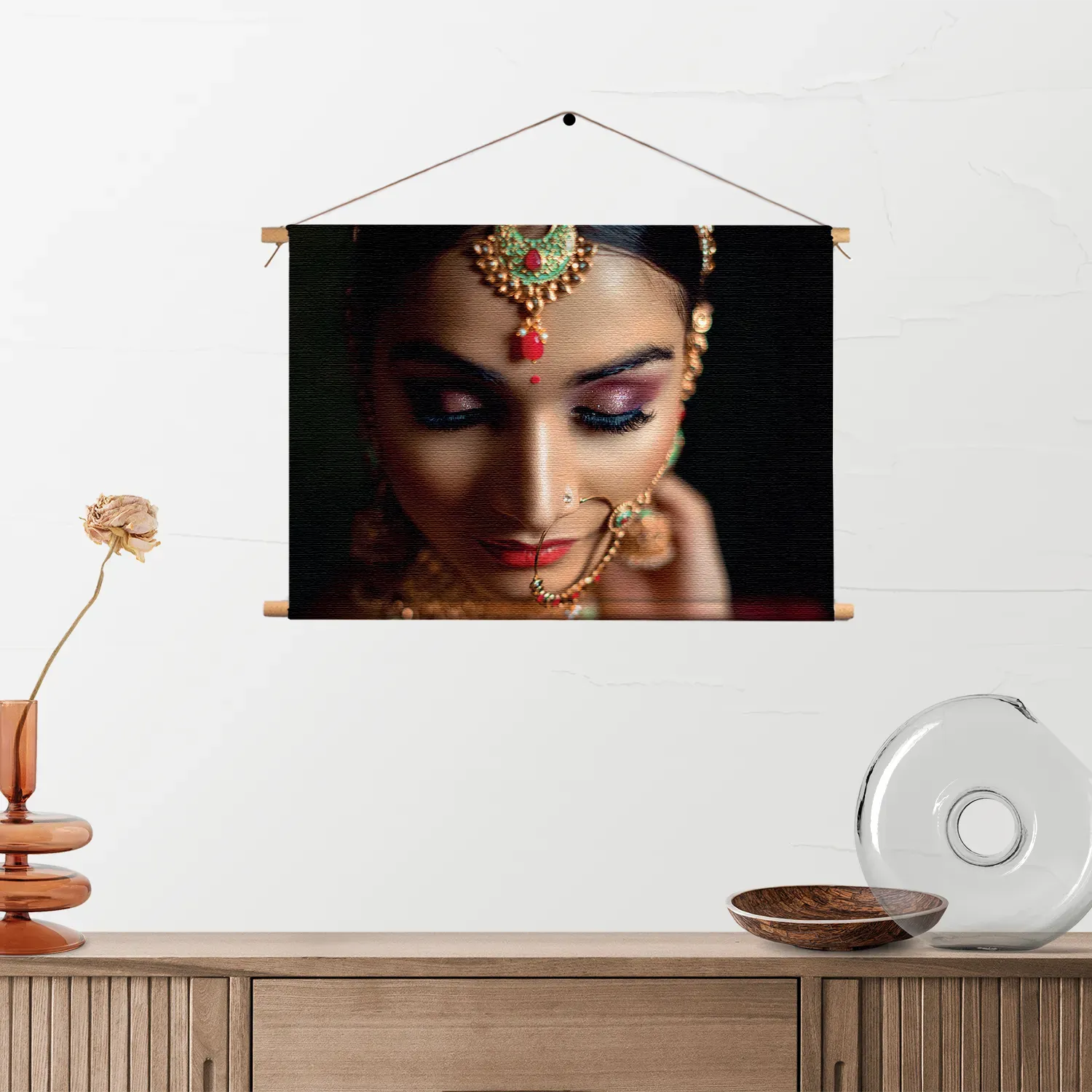 Textielposter Indiaanse Vrouw In Kostuum Rechthoek Horizontaal Template TP 50 70 Horizontaal Mensen 21 2