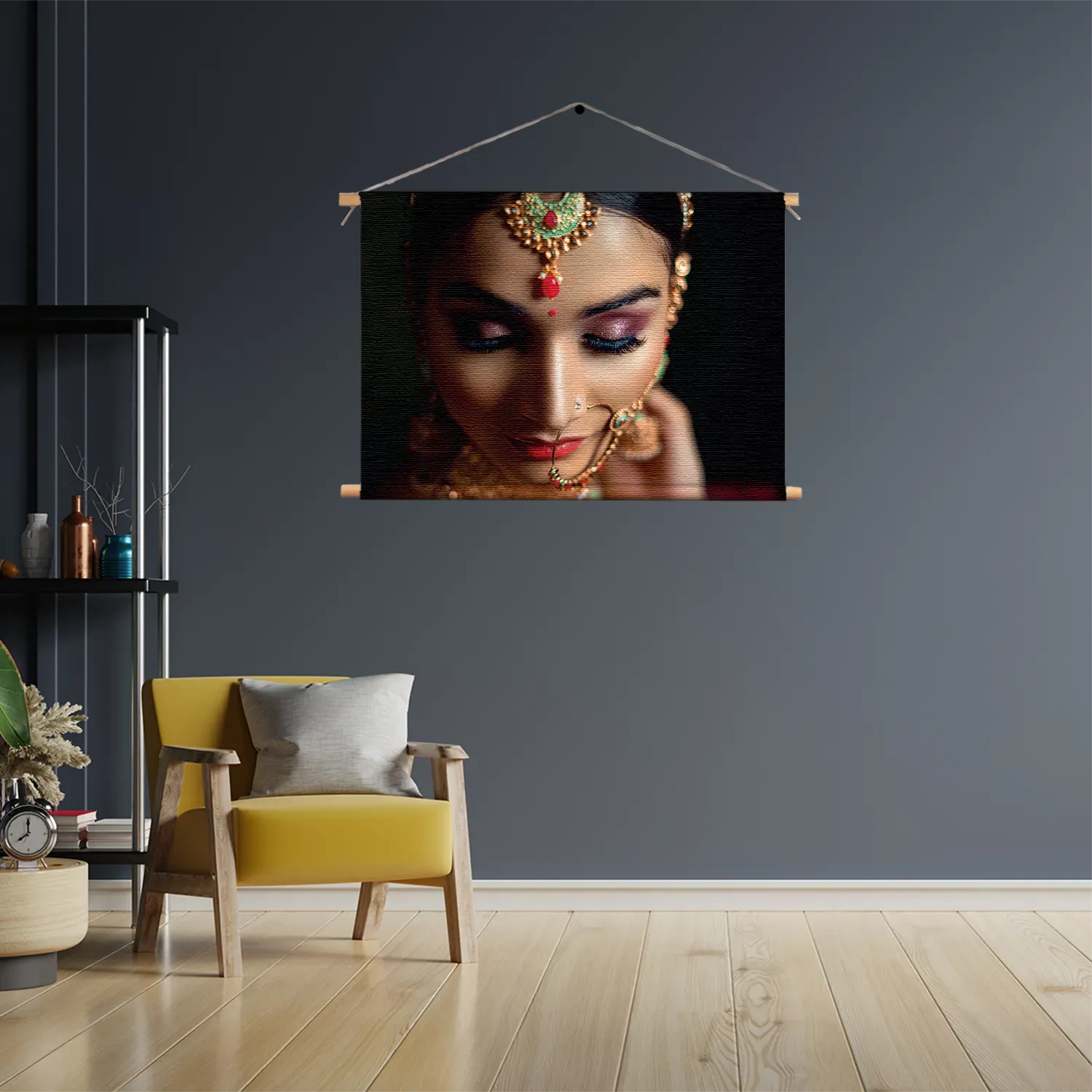 Textielposter Indiaanse Vrouw In Kostuum Rechthoek Horizontaal Template TP 50 70 Horizontaal Mensen 21 3