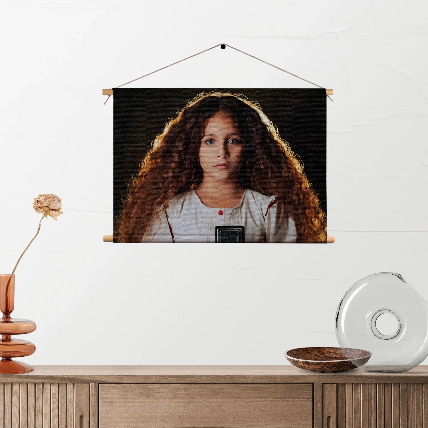 Textielposter Mooi Jong Meisje Met Camera Rechthoek Horizontaal Template TP 50 70 Horizontaal Mensen 22 2