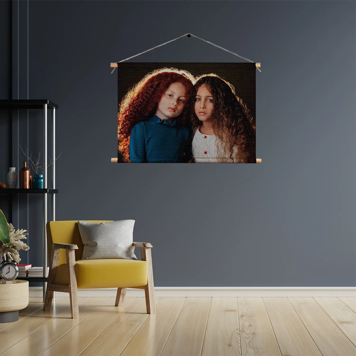 Template_TP_50-70_Horizontaal_Mensen_23-3 Textielposter Twee Jonge Meiden Met Krullend Haar Rechthoek Horizontaal Template TP 50 70 Horizontaal Mensen 23 3