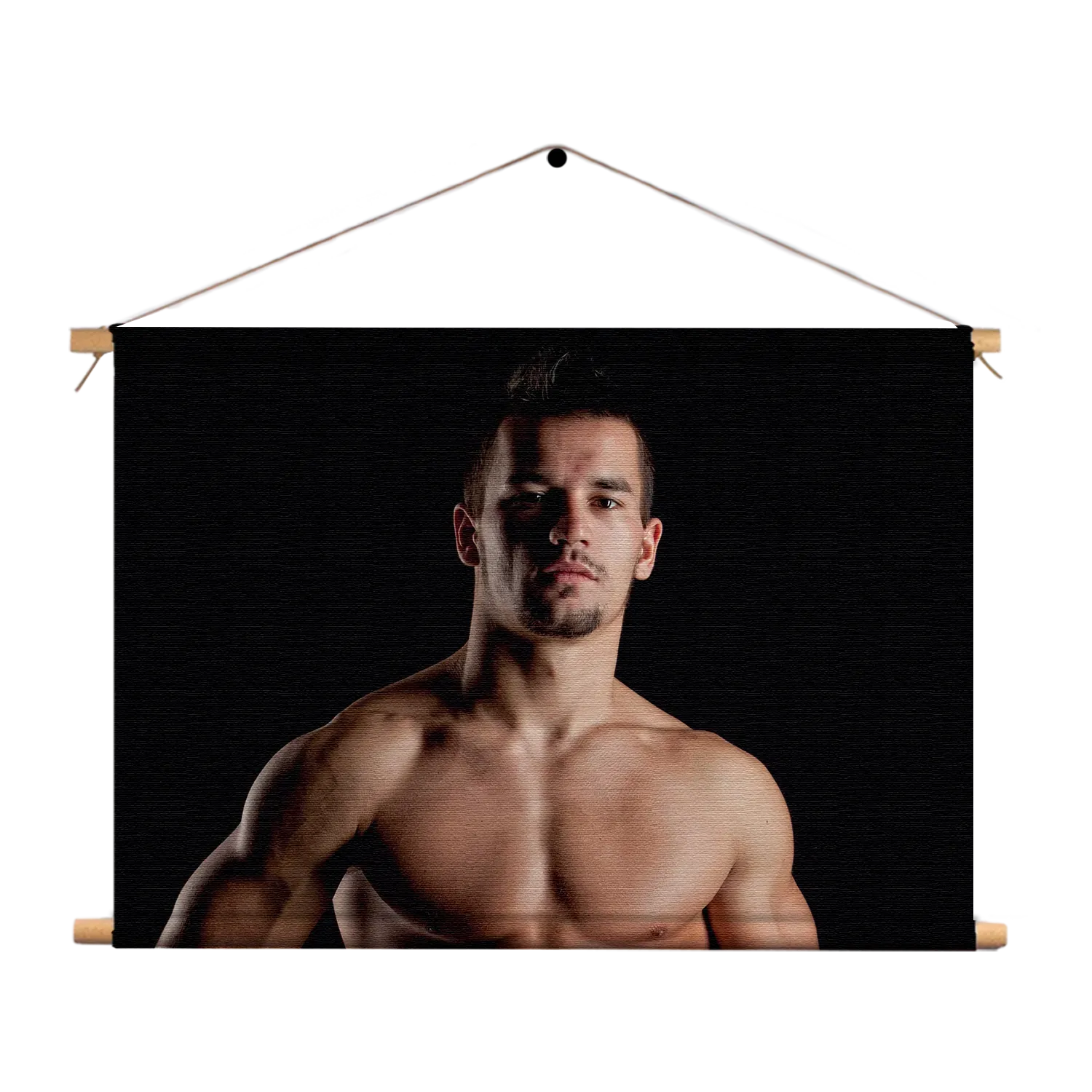 Textielposter Man Met Ontbloot Bovenlichaam Rechthoek Horizontaal Template TP 50 70 Horizontaal Mensen 29 1