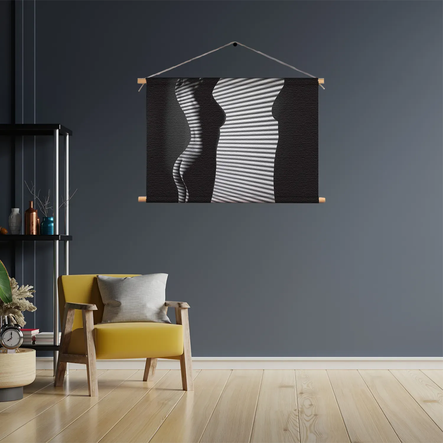 Textielposter Blote Vrouw Achter Jaloezie 01 Rechthoek Horizontaal Template TP 50 70 Horizontaal Mensen 32 3