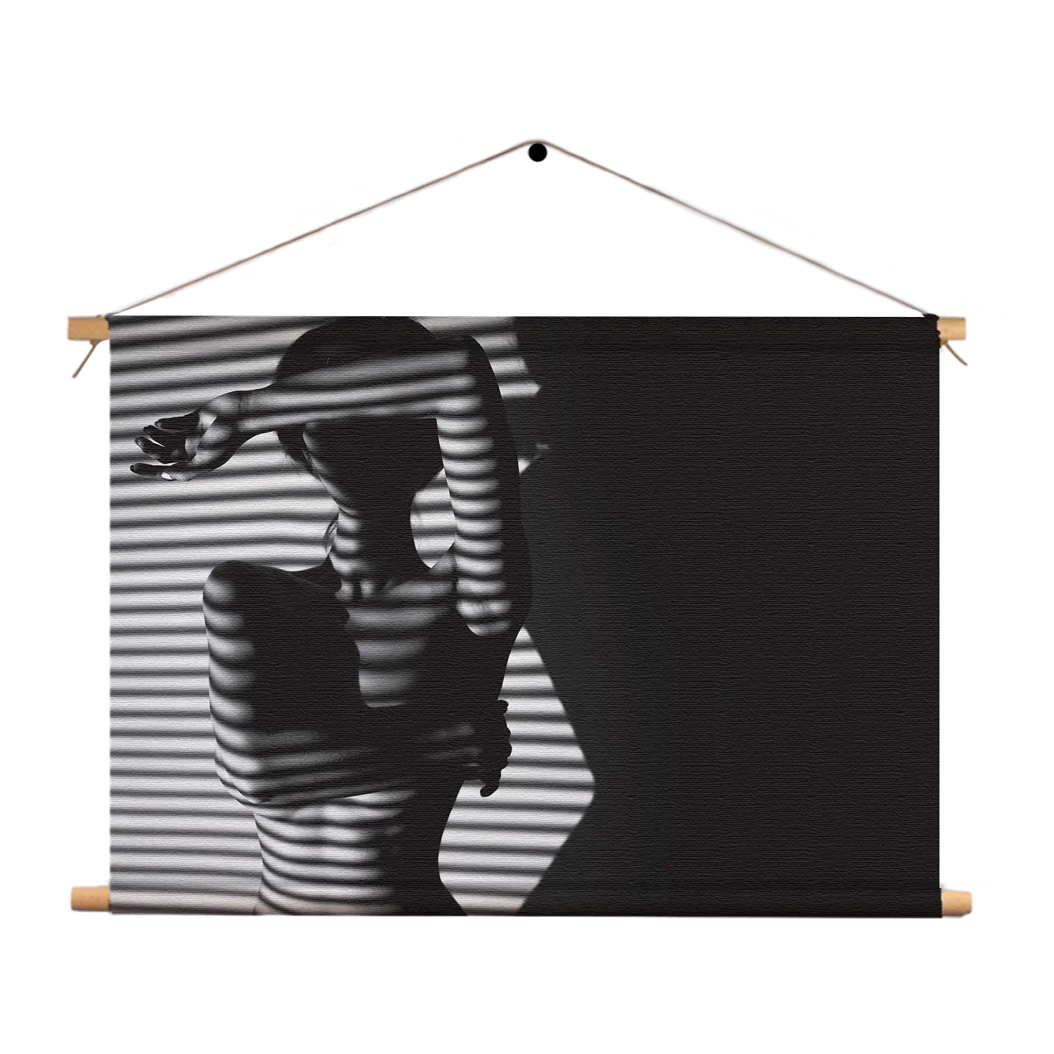 Textielposter Blote Vrouw Achter Jaloezie 02 Rechthoek Horizontaal Template TP 50 70 Horizontaal Mensen 33 1