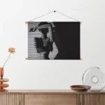 Textielposter Blote Vrouw Achter Jaloezie 02 Rechthoek Horizontaal Template TP 50 70 Horizontaal Mensen 33 2