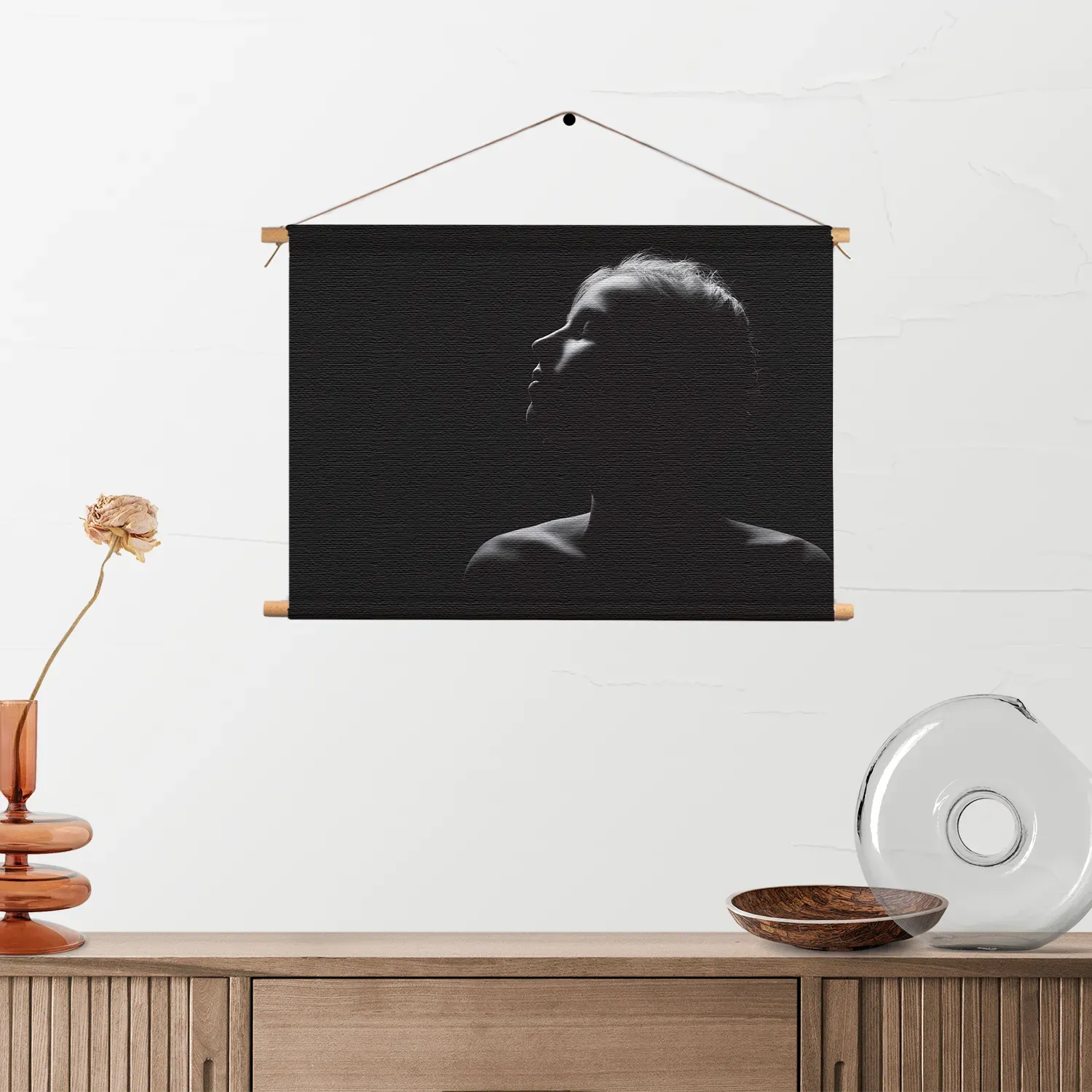 Textielposter Mooie Vrouw Wegkijkend Rechthoek Horizontaal Template TP 50 70 Horizontaal Mensen 35 2