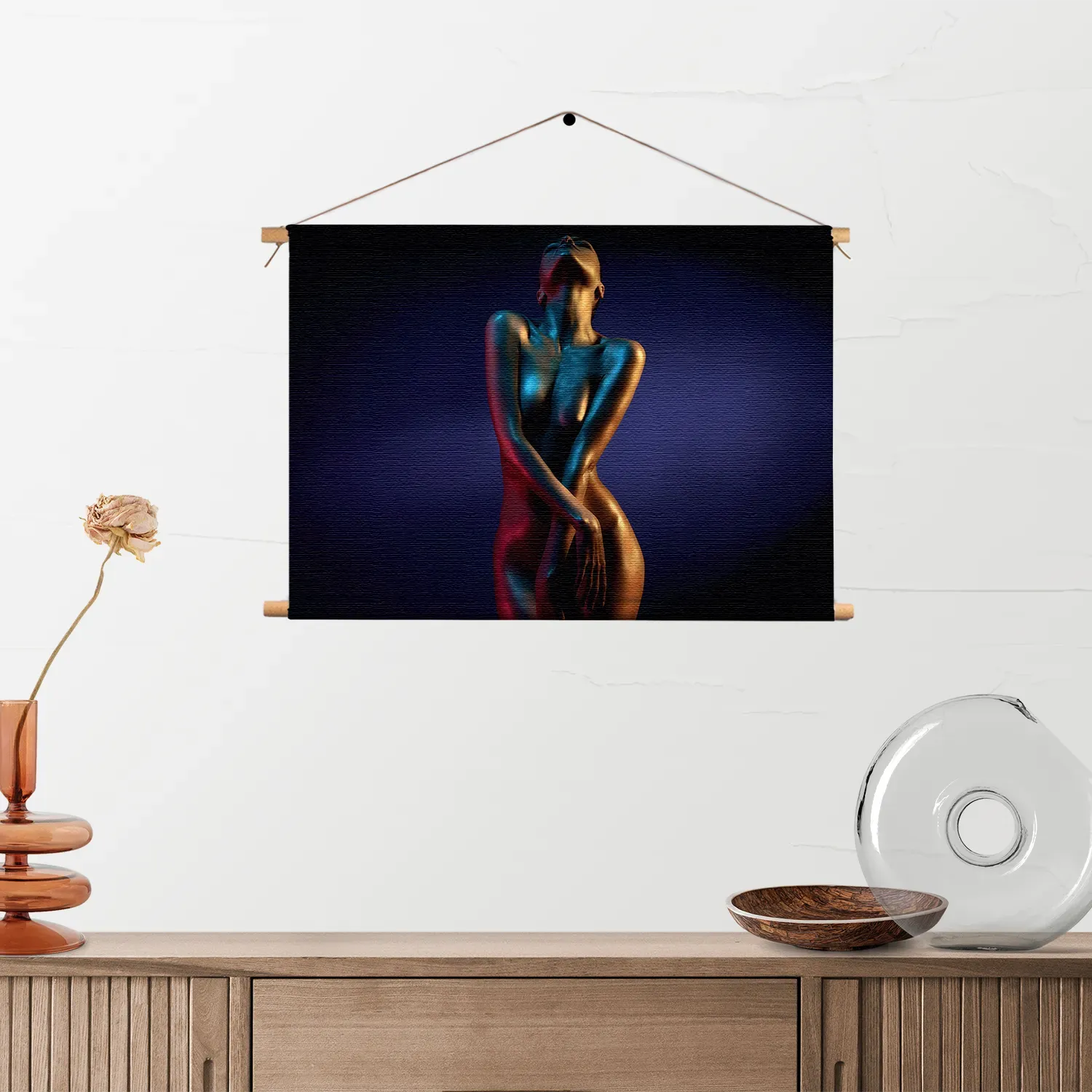 Textielposter Artistieke Mooie Vrouw Goud 02 Rechthoek Horizontaal Template TP 50 70 Horizontaal Mensen 36 2