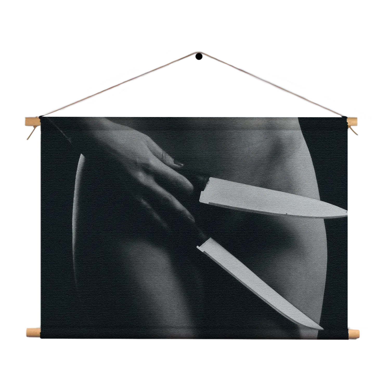 Textielposter Vrouwlijke Messentrekker Rechthoek Horizontaal Template TP 50 70 Horizontaal Mensen 4 1