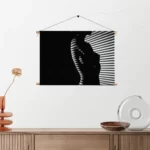 Textielposter Blote Vrouw Achter Jaloezie 03 Rechthoek Horizontaal Template TP 50 70 Horizontaal Mensen 40 2