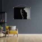 Textielposter Blote Vrouw Achter Jaloezie 03 Rechthoek Horizontaal Template TP 50 70 Horizontaal Mensen 40 3