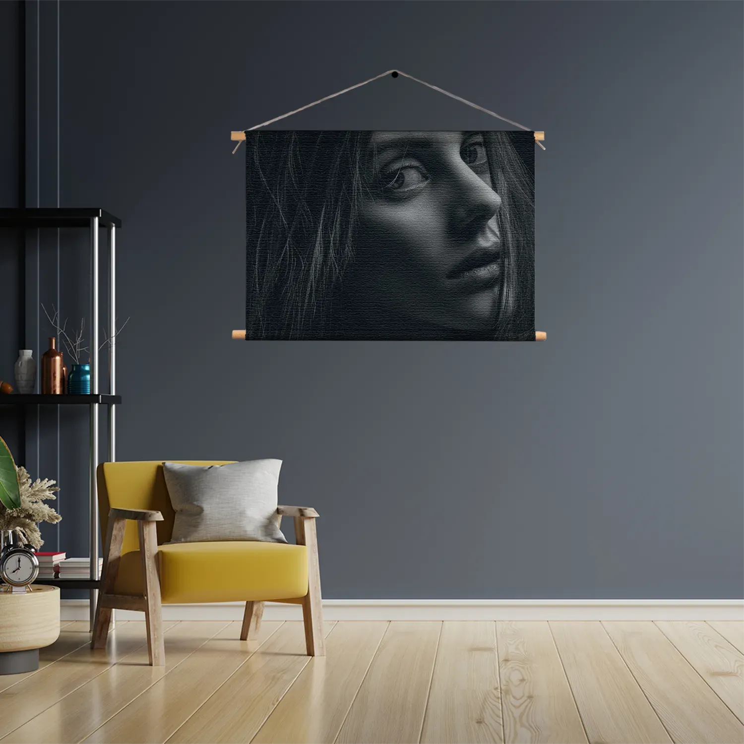 Textielposter Mooie Vrouw in Het Duister Rechthoek Horizontaal Template TP 50 70 Horizontaal Mensen 5 3