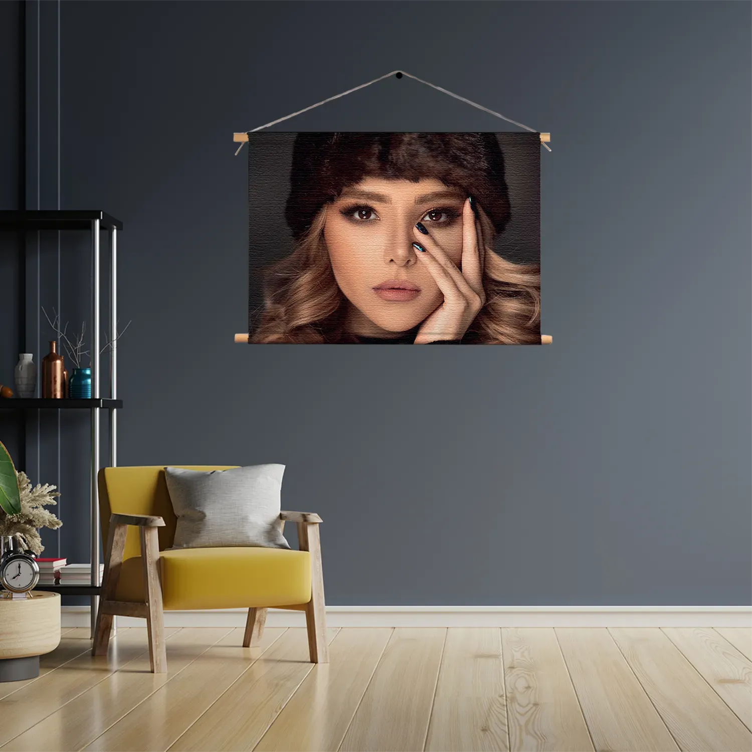 Textielposter Sexy Blonde Dame Met Oosterse Muts Rechthoek Horizontaal Template TP 50 70 Horizontaal Mensen 6 3