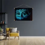 Textielposter Jonge Arabische Vrouw Met Blauwe Hoofddoek Rechthoek Horizontaal Template TP 50 70 Horizontaal Mensen 9 3