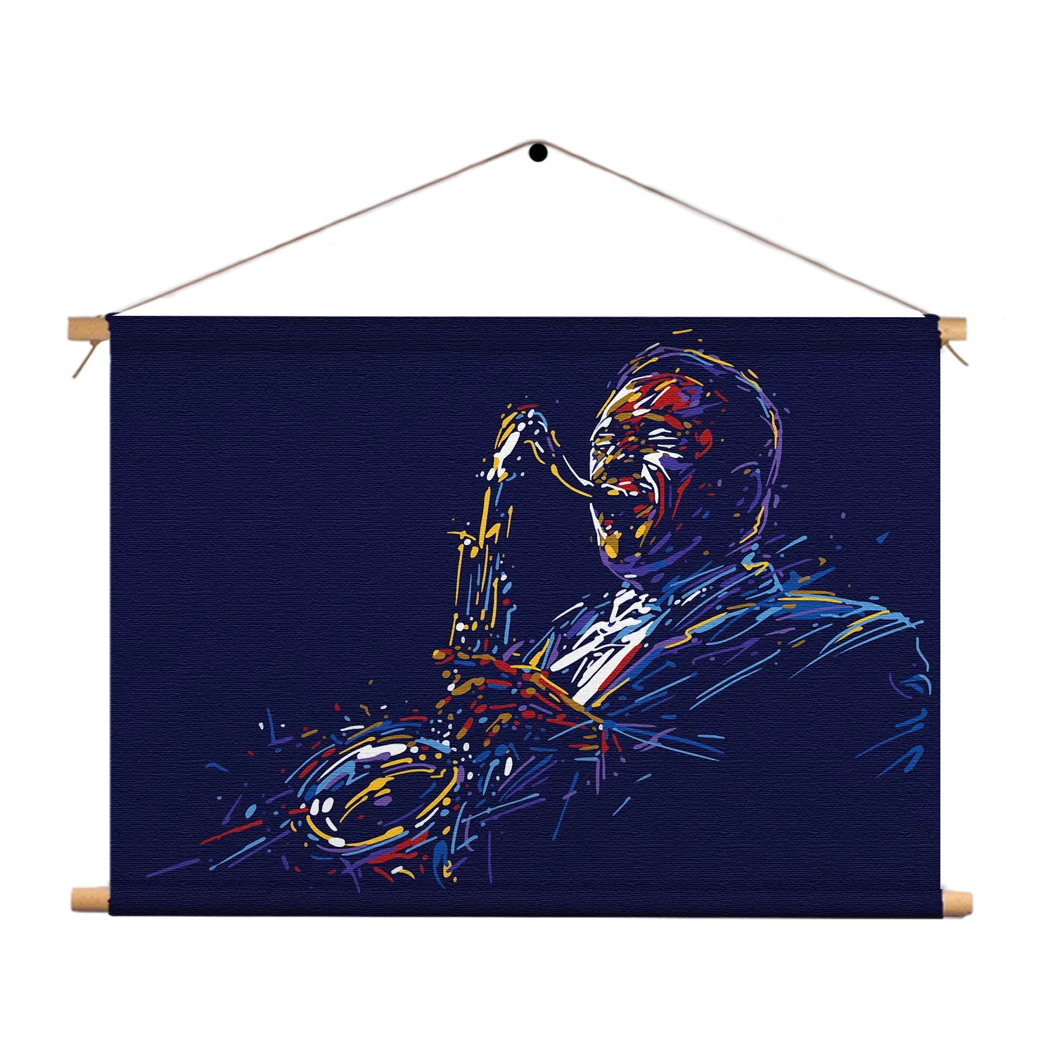 Textielposter Kleurrijke Saxofonist 01 Rechthoek Horizontaal Template TP 50 70 Horizontaal Muziek 14 1