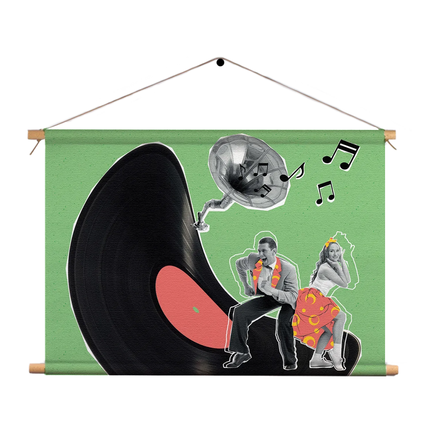 Textielposter Platendraaier Rechthoek Horizontaal Template TP 50 70 Horizontaal Muziek 2 1