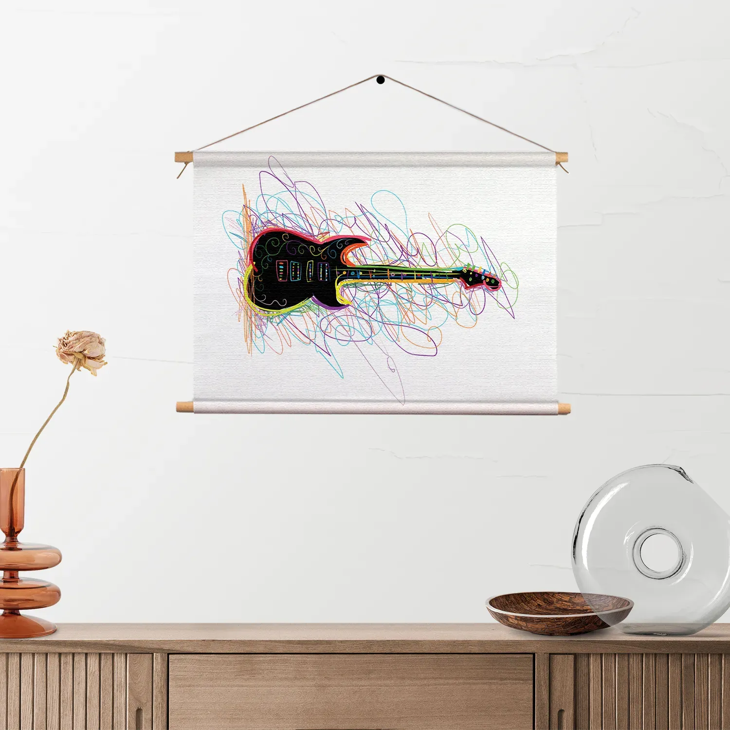 Textielposter Rock Gitaar Op Witte Achtergrond Rechthoek Horizontaal Template TP 50 70 Horizontaal Muziek 22 2