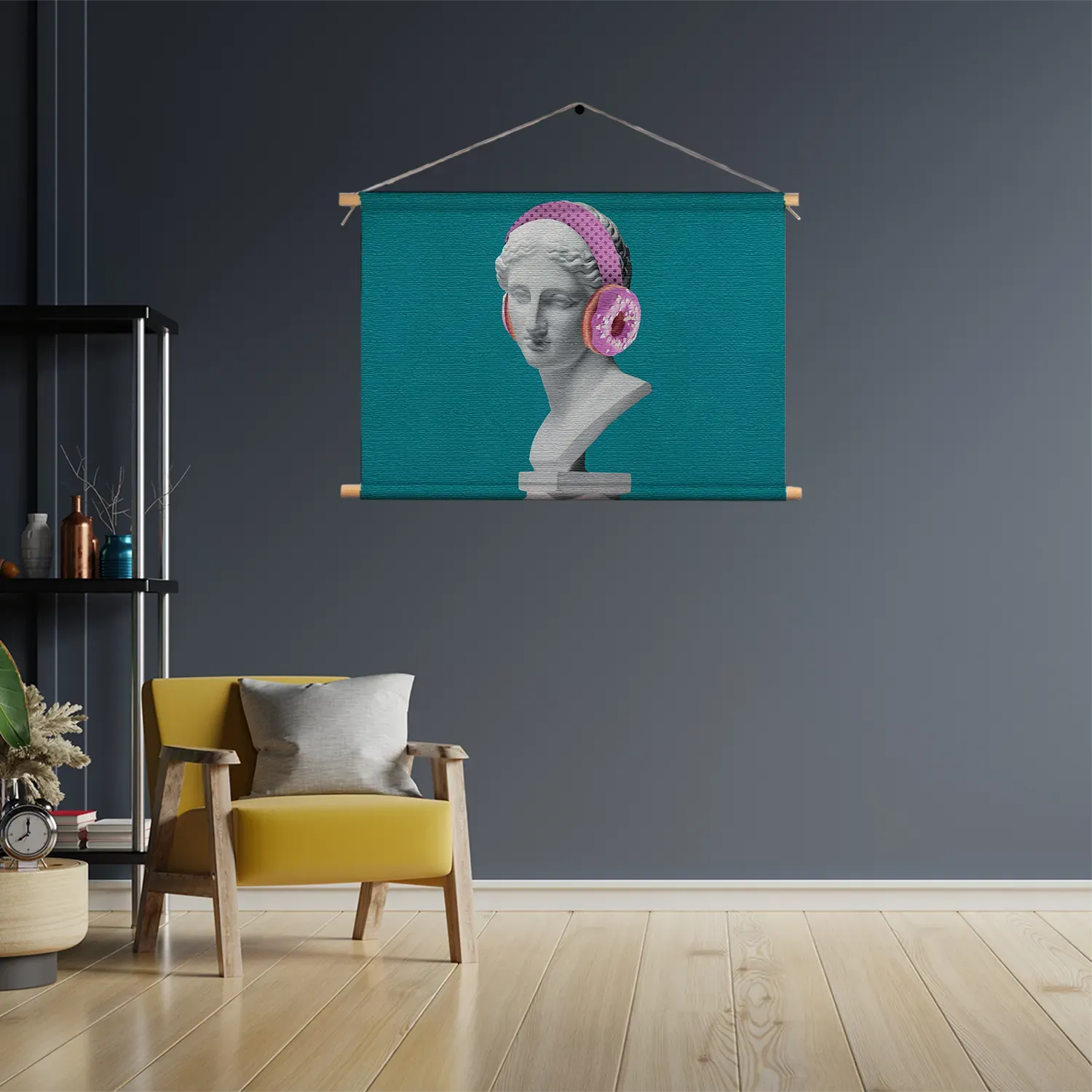 Textielposter Het Muziek Luisterende Beeld Rechthoek Horizontaal Template TP 50 70 Horizontaal Muziek 6 3