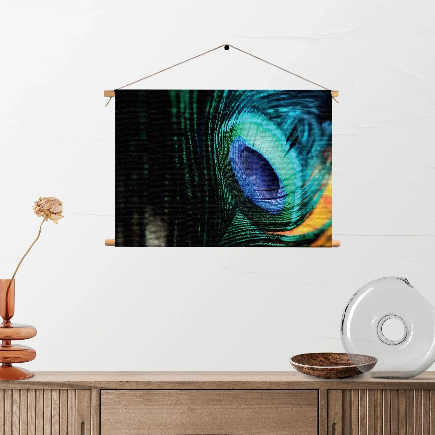 Textielposter Een veer van de Pauw Rechthoek Horizontaal Template TP 50 70 Horizontaal Natuur 11 2