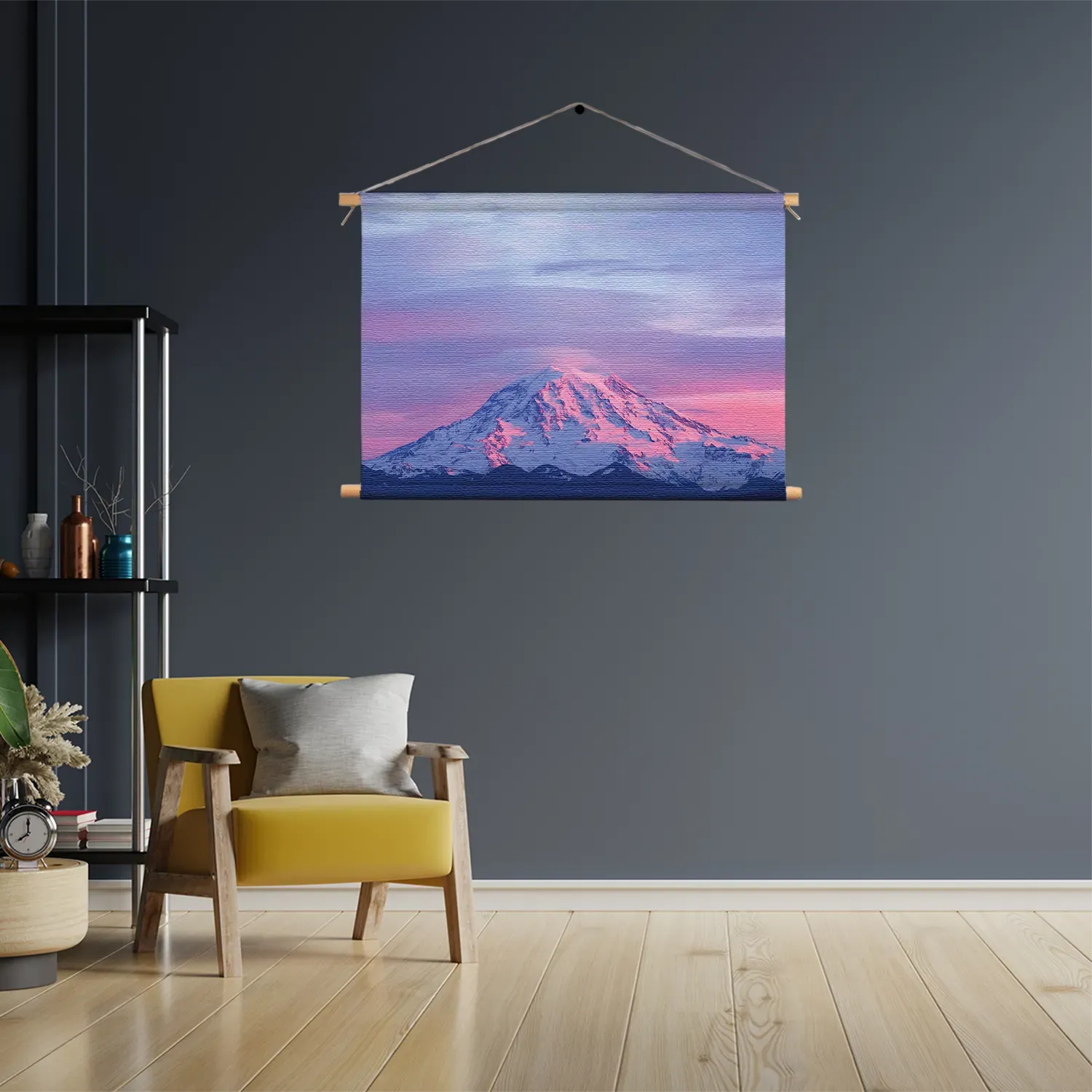 Textielposter Natuurlijke zons ondergang op witte berg Rechthoek Horizontaal Template TP 50 70 Horizontaal Natuur 41 3