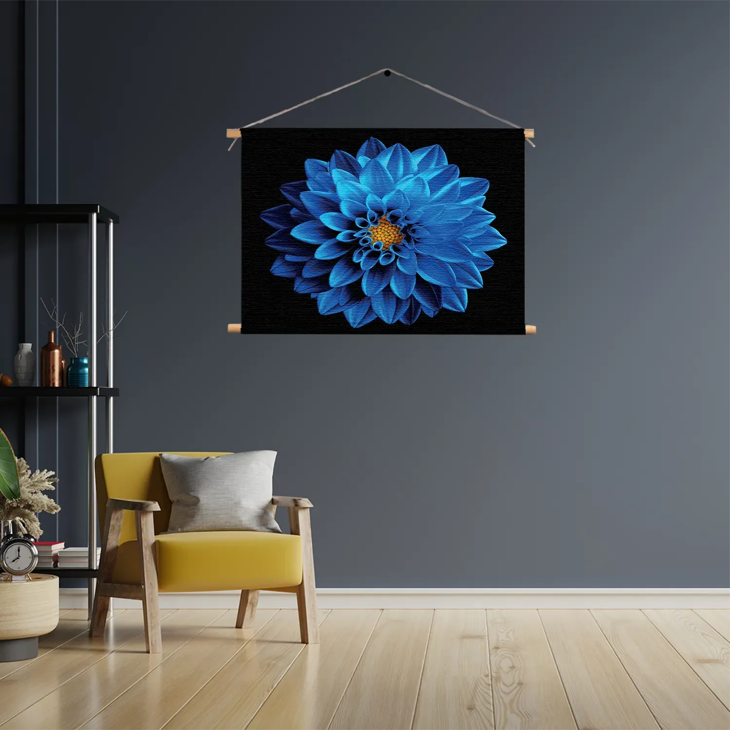 Textielposter Blauwe Dahlia Rechthoek Horizontaal Template TP 50 70 Horizontaal Natuur 54 3