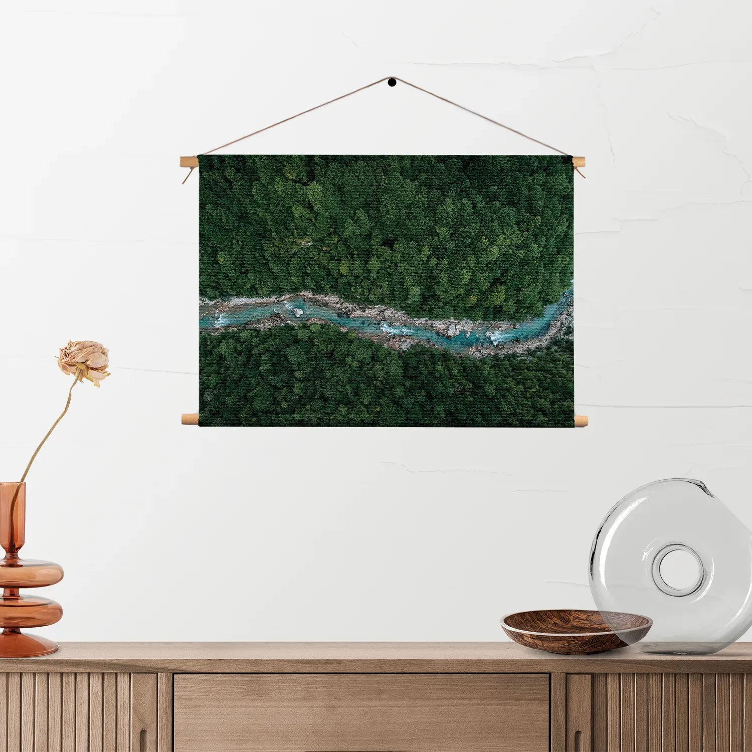 Textielposter Ruige rivier door bos Rechthoek Horizontaal Template TP 50 70 Horizontaal Natuur 65 2